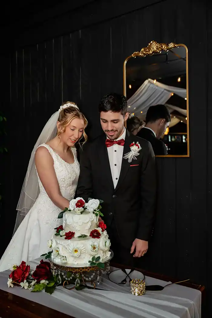 Bride & Groom cutting the wedding cake